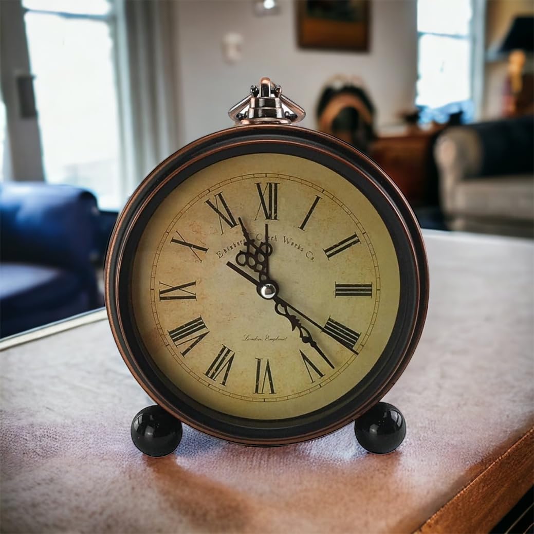 GMMH Desk Clock Nostalgic Antique Vintage Retro Metal Grandfather Clock Design