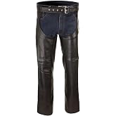 Milwaukee Leather LKM5723 Classic Black Leather Unisex Motorcycle Riding Biker Chaps for Men and Women