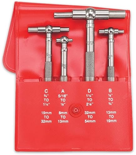 Starrett S829EZ Kleine Lochlehren Set (4 Stück) – Vollkugel, 3,2–12,7 Mm – Für Holz- & Metallbearbeitung, Inkl. Koffer