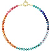 KELORIS PATH Beaded Gemstone Necklaces for Women, Boho Colorful Bead Choker Necklace, Natural Stone Handmade Summer Jewelry for Beach