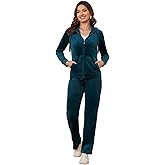 MIDNIGHTSUN Women's Velour Tracksuit 2 Piece Full Zip Hooded Sweatsuits Outfits Velvet Sportswear Jogging Set