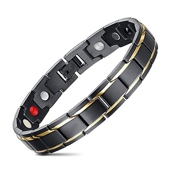 Jeracol Titan Magnetarmband Herren Gesundheit Schmuck für Arthritis Schmerzlinderung, Gold Schwarz