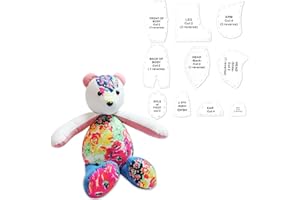 YOUSHEME Memory Bear Template Ruler Set, Memory Bear Sewing Patterns Template with Instructions,PC Material Quilting Cutting Template Ruler,for Sewing Bear Pattern Home Sewing Art Craft (12in)