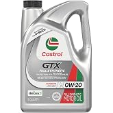 Castrol GTX Full Synthetic 0W-20 Motor Oil, 5 Quarts