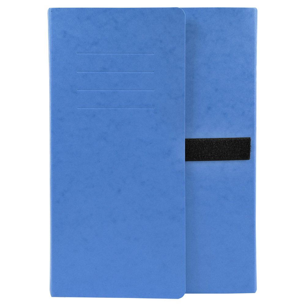 Exacompta - Ref. 742E - 1 Expandable folder with 3 glossy card flaps, Velcro strap - 24x32cm - Blue