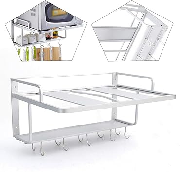 Amazon Com Wanlecy Kitchen Microwave Shelving Unit Wall Mounted