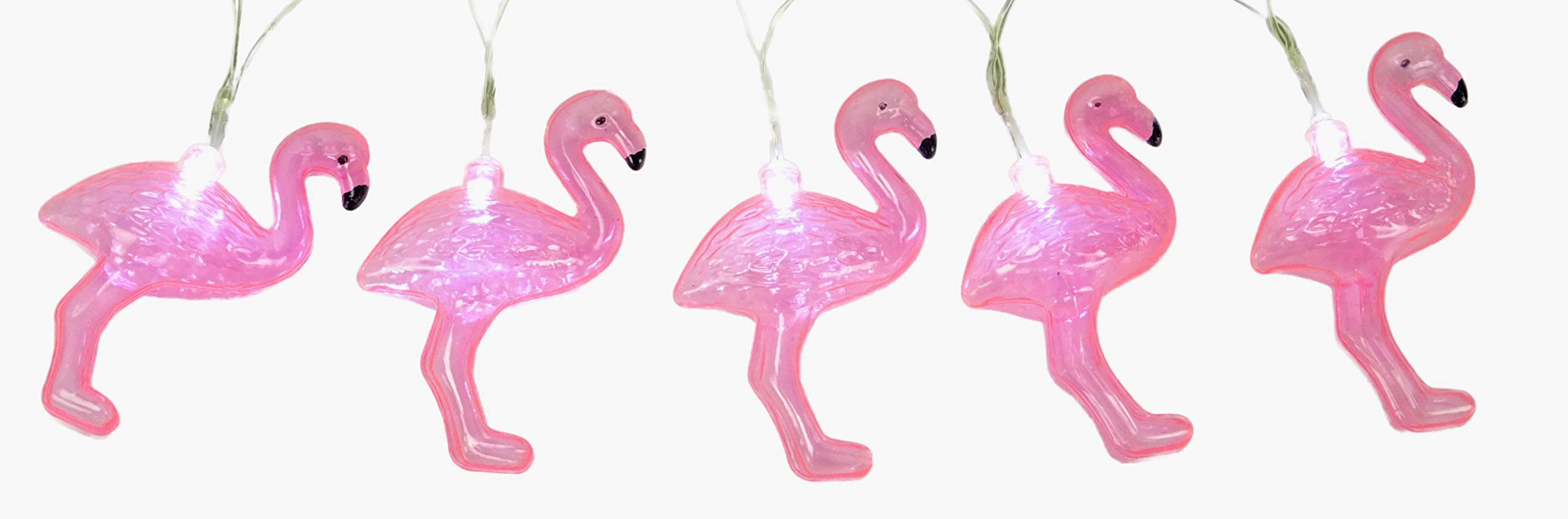 Christmas Concepts® 10 White Battery Operated LED Lights with Shades - Christmas String Lights - Party Lights - Decorative Lighting (Pink Flamingo Shade)