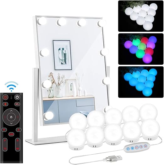 luces de espejo maquillaje 10 led colores regulable estilo hollywood luz de tocador lamparas de maquillaje iluminacion para tocador luce para bano