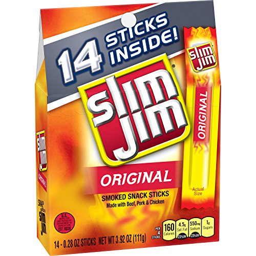 Slim jim smoked snack sticks, original, .28-ounce, 14 count