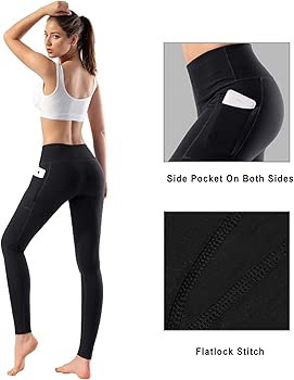 Womens High Waist Yoga Pants with Pockets Tummy Control Workout Running