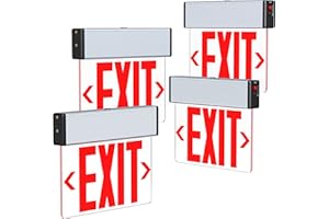 SITISFI Red LED Edge Lit Exit Sign UL Listed, Brushed Aluminum Housing Single Sided Clear Acrylic Emergency Exit Signs with Battery Backup, AC 120-347V Hardwired Exit Lights, Top/Side/Wall Mount (4 Pack)