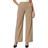 SEMARO Womens Wide Leg Dress Pants Crossover High Waist Stretch Casual Work Slacks Trousers with Zipper Pocket
