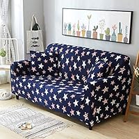 WENDONG European Cartoon Star Pattern Sofa Cover Stretch Slipcovers Jacquard Sofa Cover Anti-Slip Polyester Spandex Fabric Washable Pet Dog Furniture Protector,3 Seater