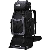 Lawaia 90L Hiking Backpacks Camping Waterproof Backpacking Travel Bag Trekking Back Pack Large Capacity Internal Frame Outdoor Daypacks Rucking Backpack Climbing Ruck Sack for Men Women-Black