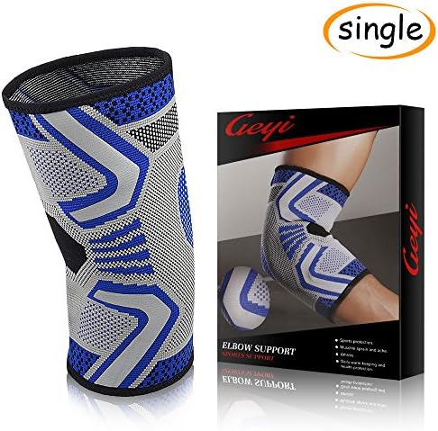 Elbow Sleeve Support Elbow swelling Tendonitis Arthritis Joint Pain Relief Compression Elbow Brace for Weight Lifting Baseball Basketball Tennis Elbow Sleeve for Men &amp; Women, Gray (Single)