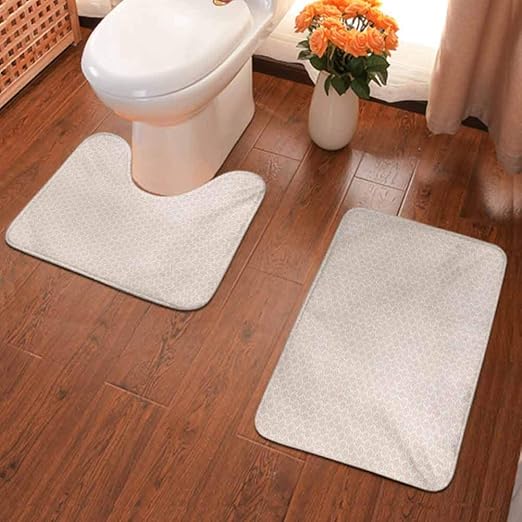 Amazon Com Non Slip Plush Absorbent Bathroom Rugs And Mats Set Big And Little Graphic Flower Motifs Symmetric Retro Spring Soft Plush Anti Slip Shower Rug Toilet Mat Peach Blue Home Kitchen