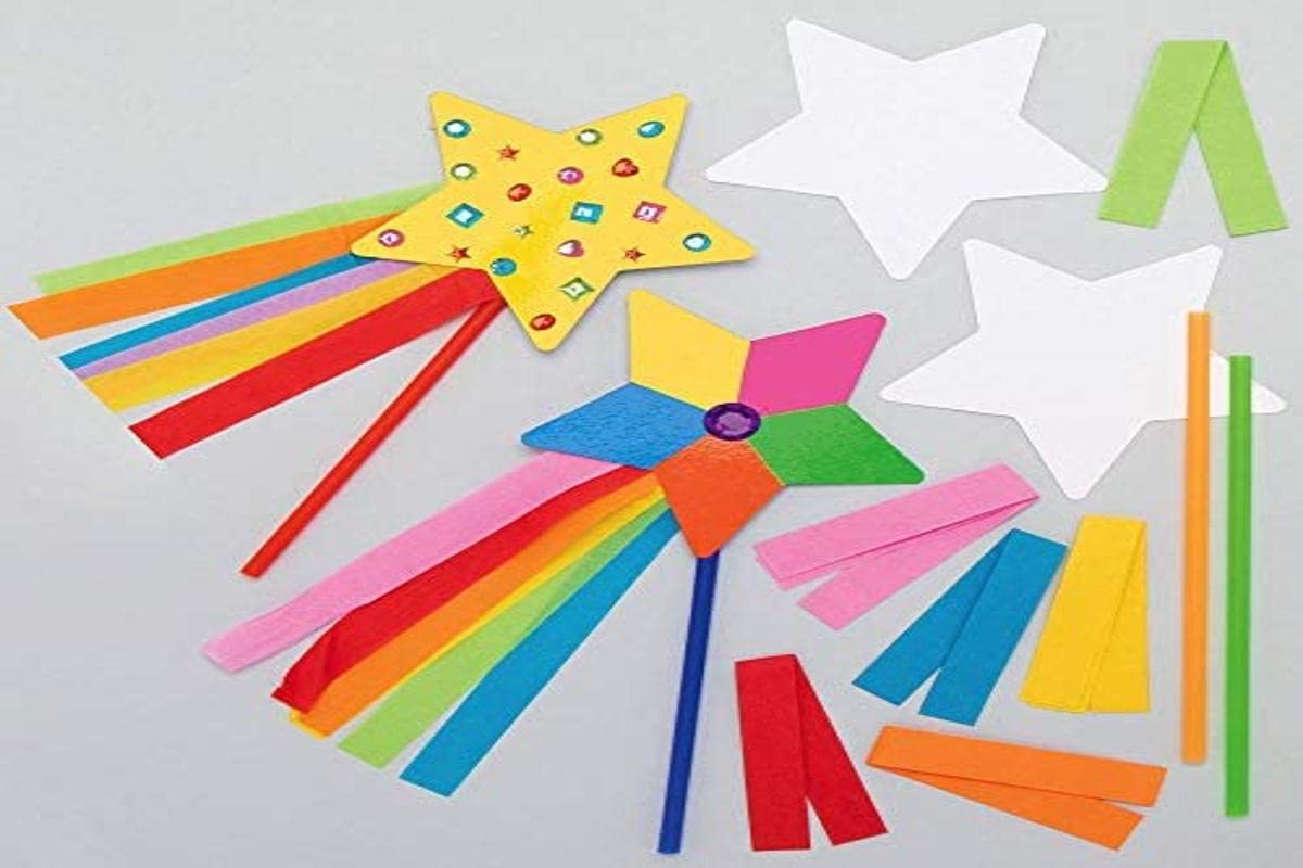 Baker Ross AX416 Star Wand Kits - Pack of 8, Wand Making Kit, Ideal for Kids Arts and Crafts