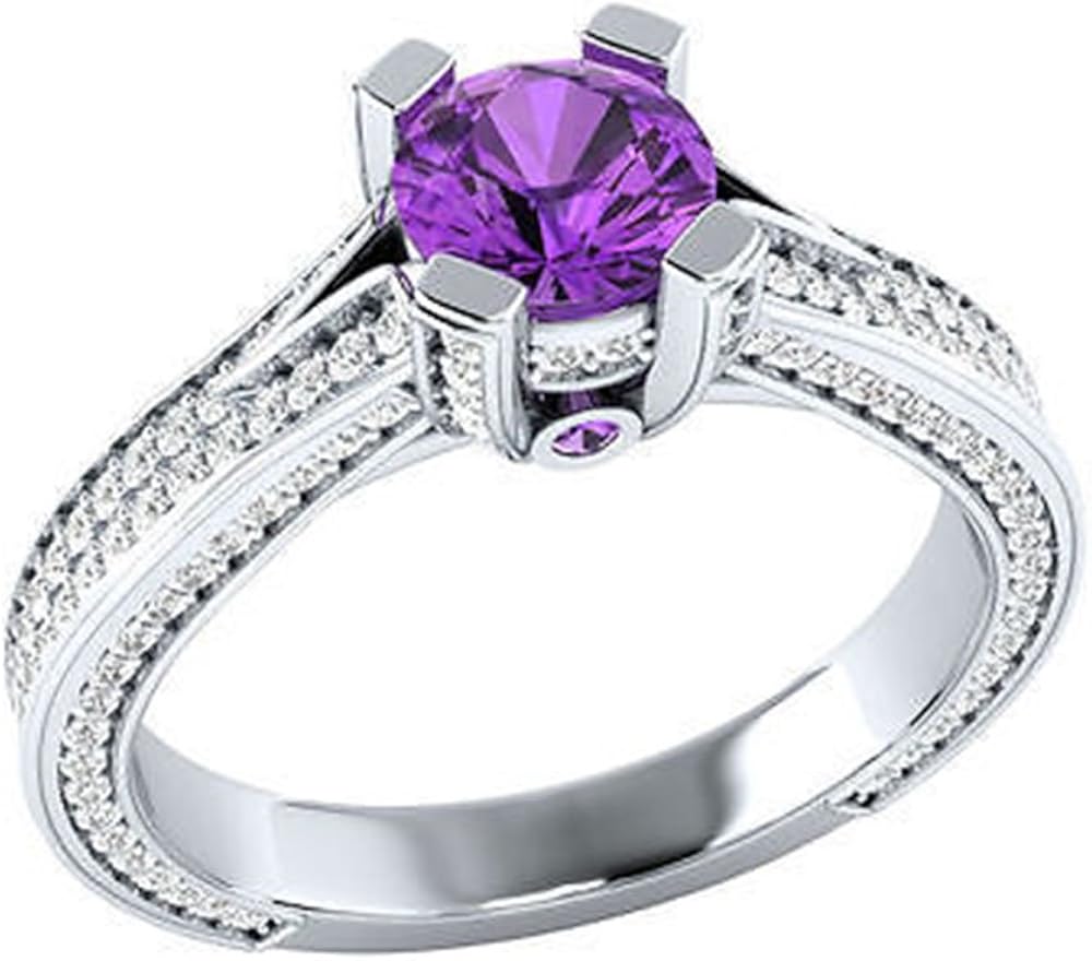 Ashley Jewels 14K White Gold Plated Round Purple Simulated Daimond