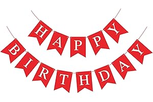 Waenerec Red Happy Birthday Banner Sign Happy Birthday Bunting Banner Garland for Kids Girl Woman Birthday Tea Party Decorations Bunting Flag Birthday Party Supplies