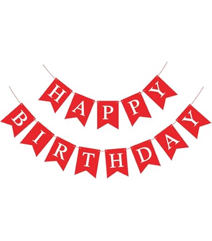 Glitter Happy Birthday Banner With Balloons - Red & Black Birthday Party Decorations With Gold Foil