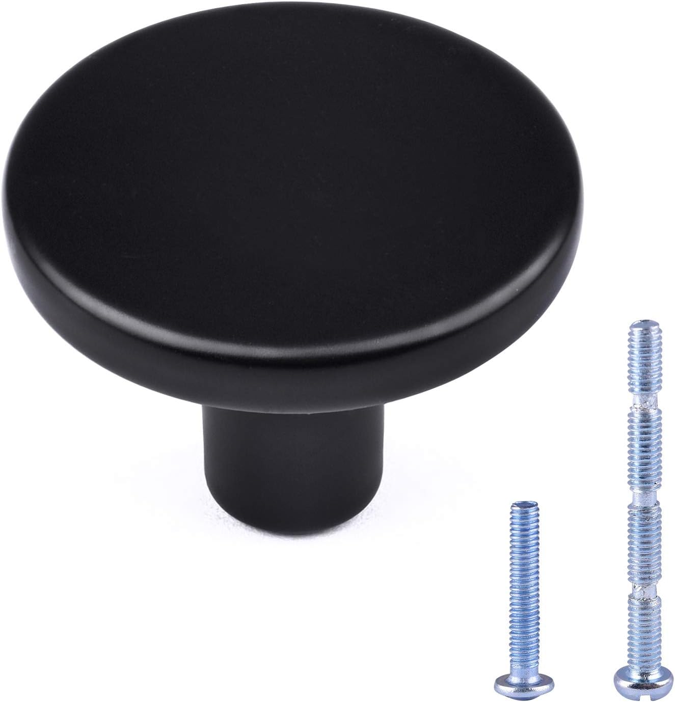 WEAVERBIRD 4PCS Matte Black Cabinet Knobs - Round Dresser Drawer Knobs & Kitchen Cabinet Handles