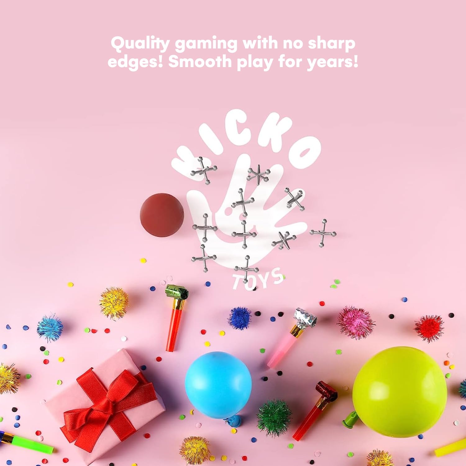 Kicko Metal Jacks Set - 12 Sets per Order - Metallic Jacks and Bouncy Ball Set - for Party Favors, Game Prizes, Kids' Activities, Loot Bag Fillers, Halloween, Easter, Birthday Parties