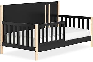 Evolur Soho Toddler Bed in Matte Black Vintage by Dream On Me, JPMA & Greenguard Gold Certified, Crafted with Sustainable New