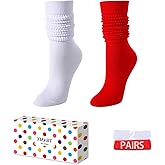 Zmart Scrunch Socks for Women - Slouch 80s 90s 2 Pair Socks Neon Knee Tube