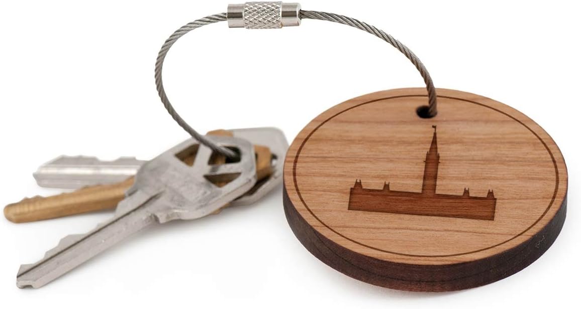 Parliament of Canada Keychain, Wood Twist Cable Keychain - Large