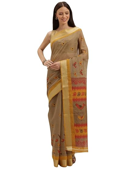 Bhagalpuri Cotton Saree, with Un-stitched Blouse Piece - Powerloom made Traditional Bhagalpuri Sari for Women by ART Retail