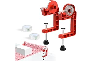 MONMEE Tabletop Gift Wrapping Tool with Tape Dispenser–2 Pack Adjustable Wrapping Paper Table Clamps with 2 Tapes–Perfect for Christmas, Holidays, and Crafting