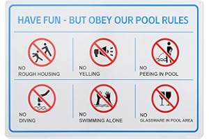 Eyoloty 18 x 12" Large Pool Rule Sign,Funny Pool Warning Sign, Aluminum Reflective Metal Pool Safety Sign,Swimming Pool Signs Easy Mounting, Fade Resistance,Weatherproof,Indoor/Outdoor Pool Wall Decor