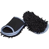 Slipper Genie Microfiber Men's Slippers for Floor Cleaning, Men's House Slippers, Multi-Surface Cleaner, Dust Cleaning Tool, Black - Men's Size 9-11 -"Slip Em On And They'll Do The Cleaning For You!