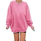 Ebifin Women's Oversized Long Sleeve Sweatshirts Pure Color Round Neck Casual Pullover Shirt