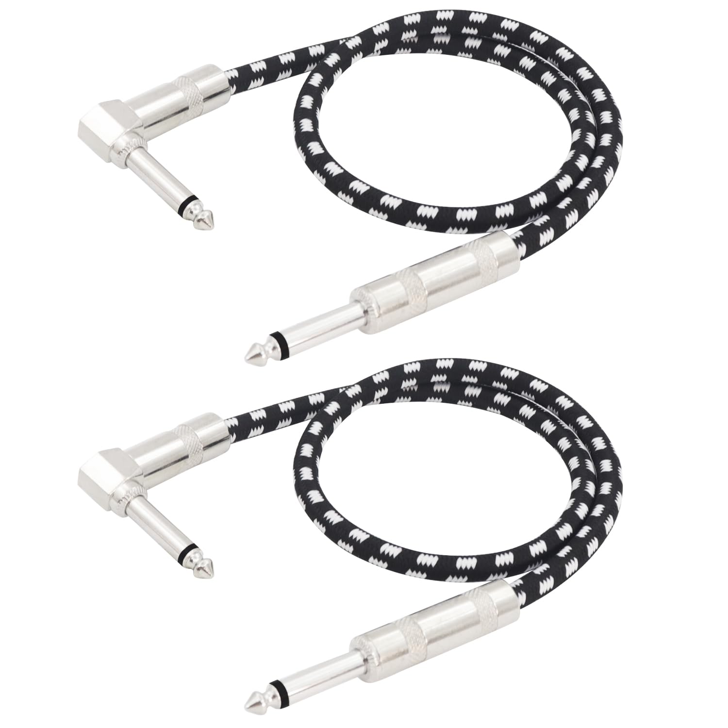 LANMINGLEL Straight to Right Angle 1/4 Inch Instrument Cable Short TS Guitar Cable Electric Guitar Amp Cord 6.35mm Stereo Audio Cable for Guitar Bass Keyboard and Pro Audio 2 Pack (1.7FT)