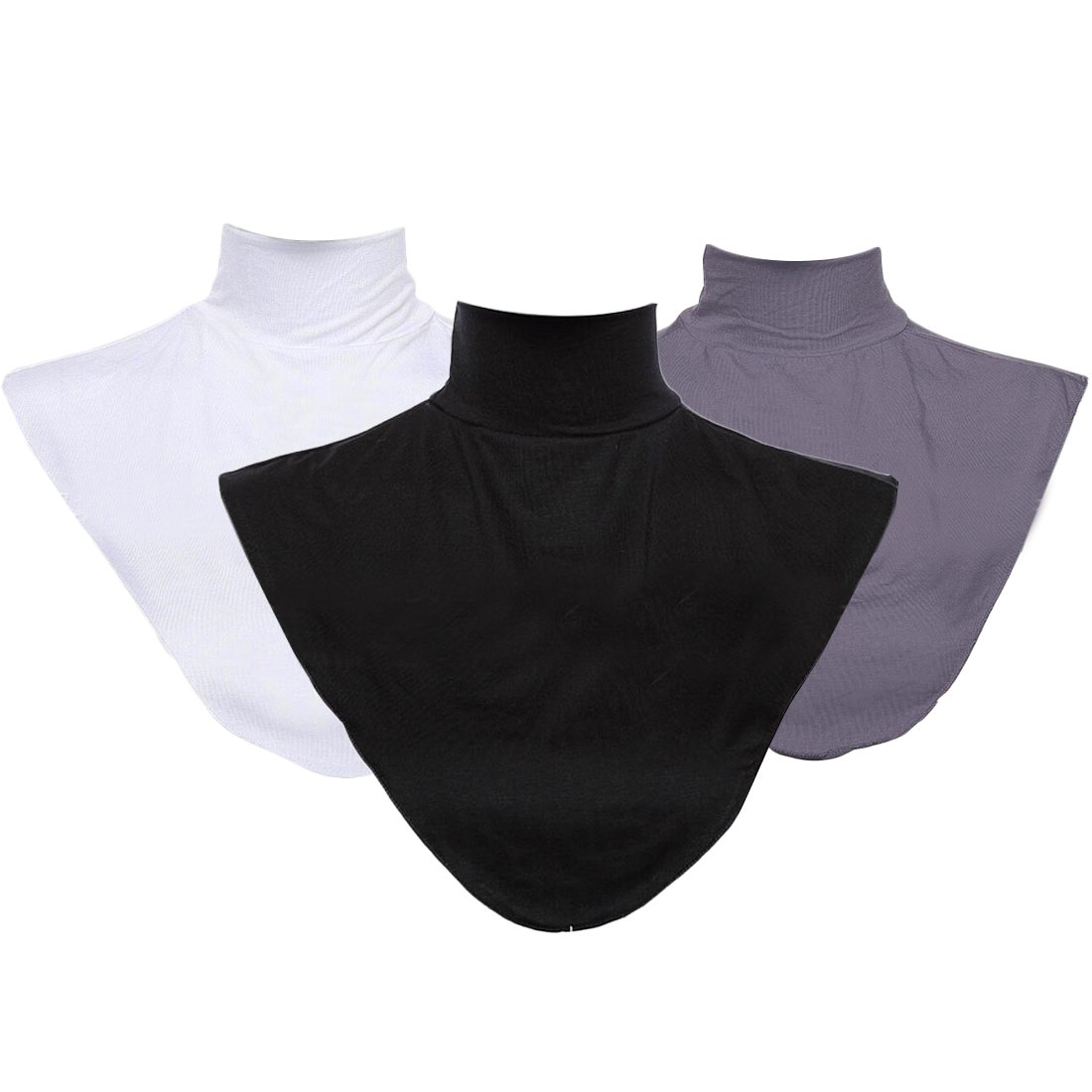 kilofly 3pc Women's Faux Turtleneck Half Top Mock Blouse Dickey Collar Value, 13 inch, Set3 a