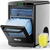 Silonn Nugget Ice Maker Countertop - 44lbs/24h Crushed/Pebble Ice Machine, Front Pull-Out Water Tank &amp; Removable Basket, Stainless Steel Finish for Home Kitchen