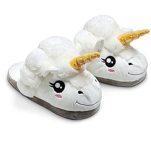 Kenmont Weiß Unicorn Einhorn Plüsch Hausschuhe Pantoffeln Schuhe für Erwachsene|Weihnachtsgeschenk|Geschenke
