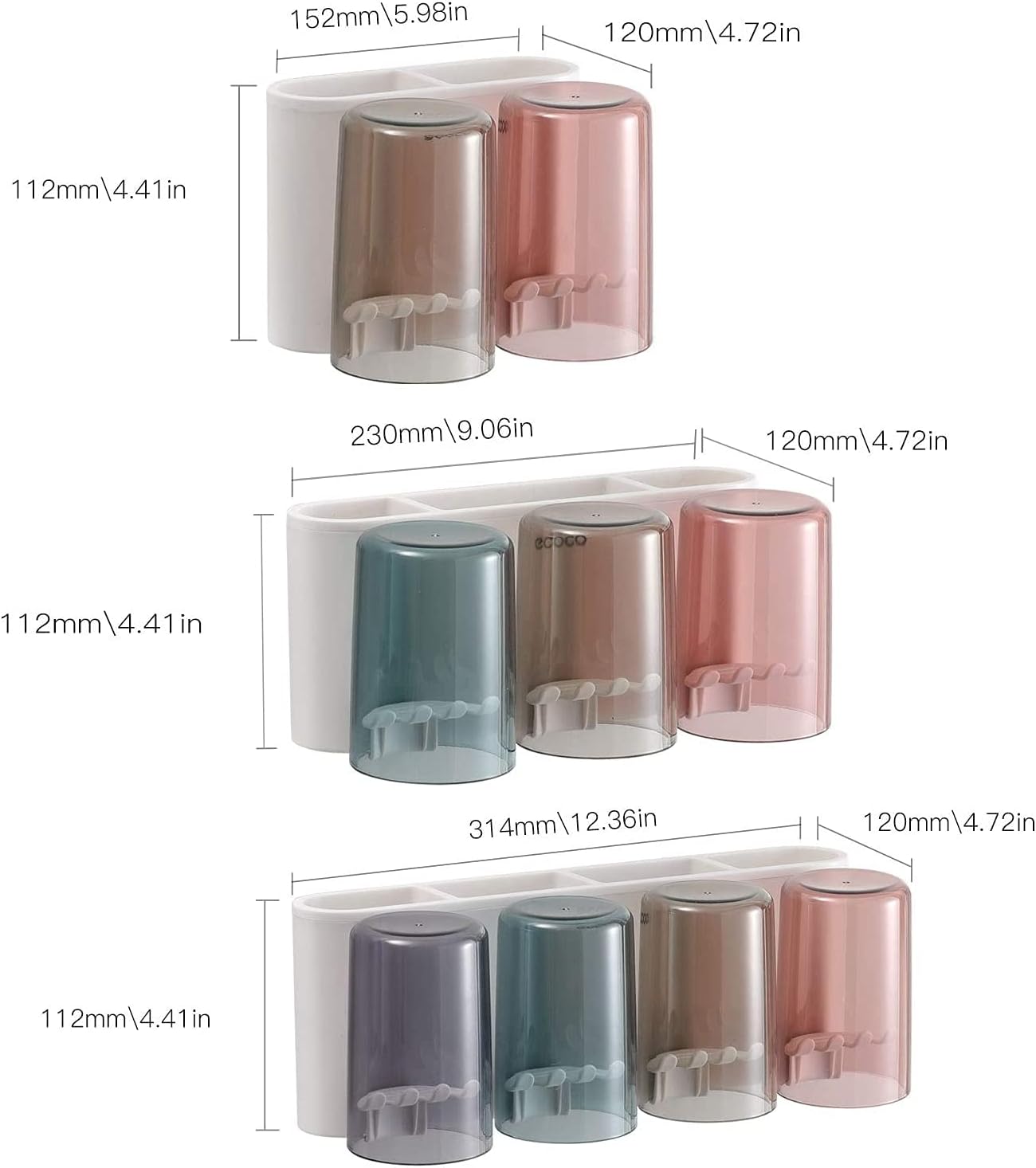 MOPMS Multifunctional Wall-Mounted Toothbrush Holder, Bathroom Space Saving Toothbrush Organizer - 4 Cups: Kitchen & Dining