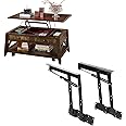 Table Lifting Frame, 2pcs Heavy Duty Steel Table Up Hydraulic Hinge with 50kg/100lb Load Capacity Mechanism Hardware Top Lifting Furniture Hydraulic Hinge Spring Standing Desk