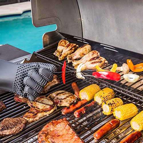 Premium Silicone BBQ Gloves & Grill Gloves in Attractive Gift Box. 13.5 inch Long for Better Protection. These Grilling Gloves are Best For Barbecue & Oven, Heat Resistant to 442 F (Size: S/M, 1 Pair)