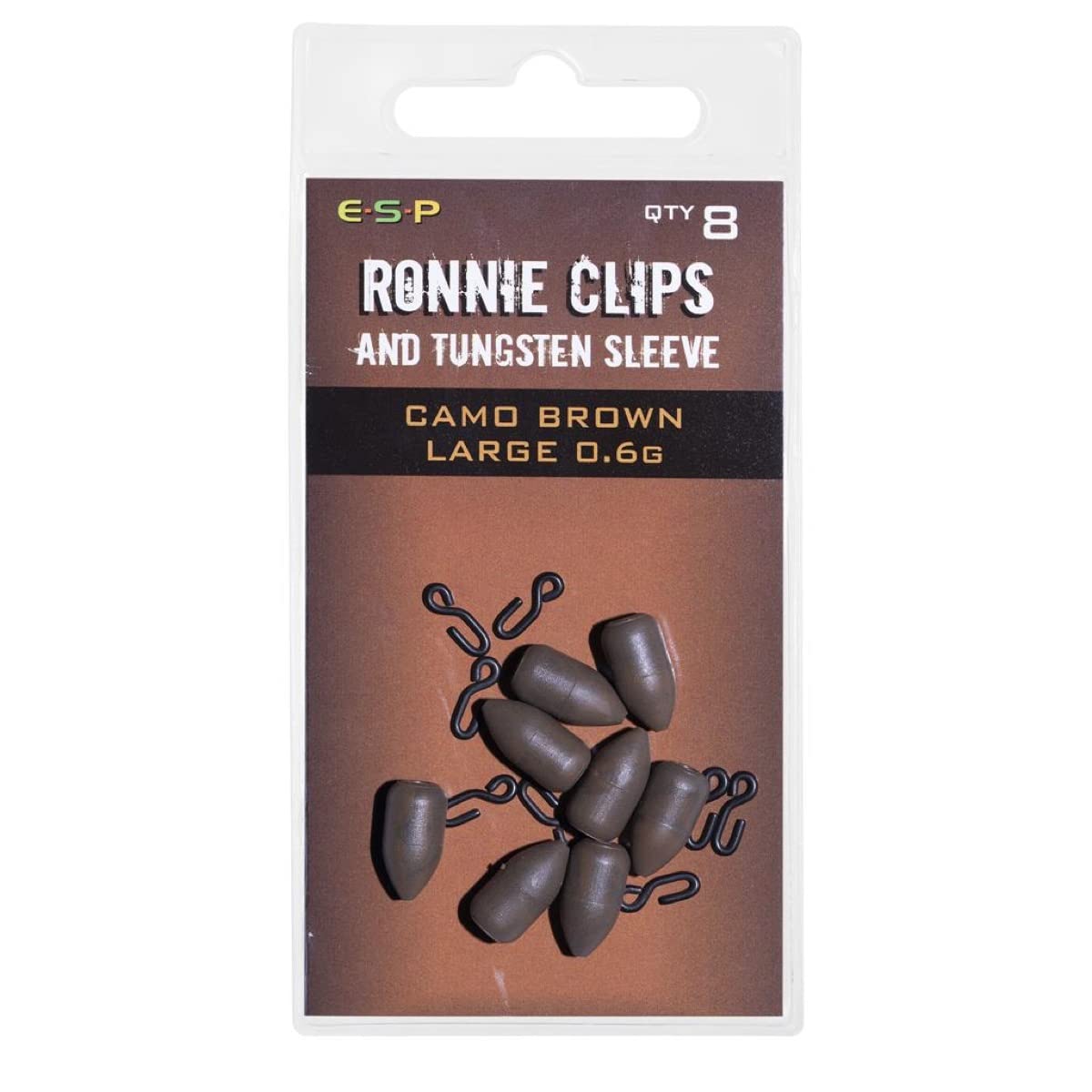 Drennan ESP Ronnie Clips And Tungsten Sleeve Camo Brown Qty 8 (Large)