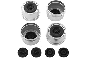 IFYKIM 4 PCS 1.98'' Trailer Hub Dust Cap Trailer Axle Grease Cap with 8 Rubber Plugs Steel Wheel Bearing Dust Caps Fit for Most Standard 2000 to 3500 Pound Axles Boat Dexter EZ Lube Trailer Camper RV