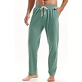 AMY COULEE Mens Cotton Yoga Pants Running Workout Lightweight Sweatpants Open Bottom Lounge Pants with Pockets