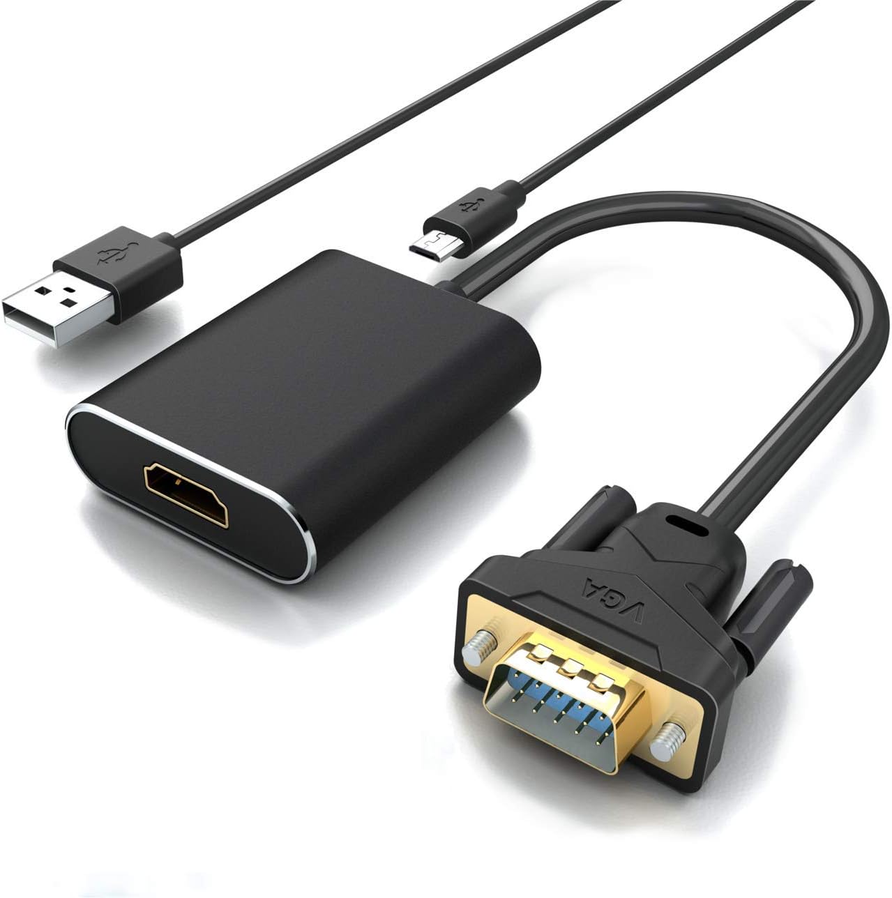 Amazon VGA to HDMI 変換ケーブル 金メッキVGA→HDMI 出力 ビデオ変換アダプタVGA to HDMIコンバーター USB給電+音声サポート