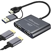WinRaybot USB to Dual HDMI Adapter 1080P@60Hz HDMI Splitter Extended Display with Driver Support Mac OS/Windows HDMI Splitter for Dual Monitors for MacBook/Dell/Surface/Thinkpad Dual HDMI Adapter
