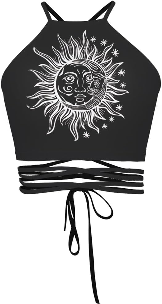 Womens Outfit Spaghetti Strap Crop Top Apollo Sun Camis Tops