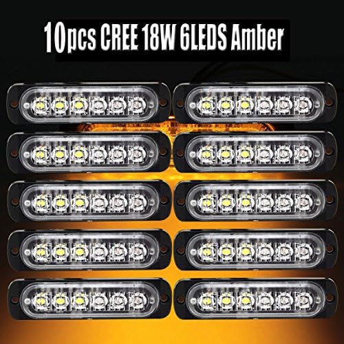 LED Flash Warning Light, Northbear Car Truck Amber Emergency Light Front Rear Side Hazard Strobe Warning Lamp 12-24v (6LED, 10PCS)