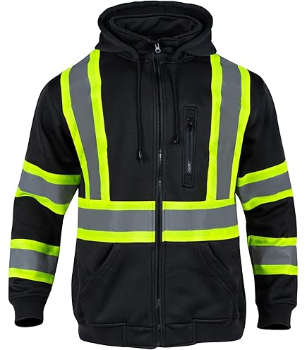 Safety Fleece Half Zip Hi-Vis 1/4 Zip Reflective Work Sweatshirt