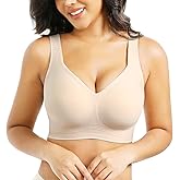 Womens Wireless Bras Push Up Bra Plus Size No Underwire Deep V Bras for Women Full Coverage Back Smoothing Sports Bra